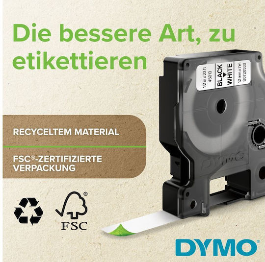 Dymo D1 43613 Label Maker Tape 1m x 6mm in White Colour 5 Pieces Compatible with Dymo D1