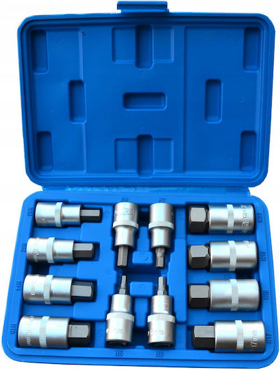 Nüsse Sechskant mit Vierkant-Antrieb HEX, 1/2" Set 12Stück