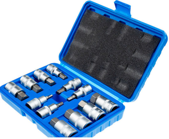 Nüsse Sechskant mit Vierkant-Antrieb HEX, 1/2" Set 12Stück