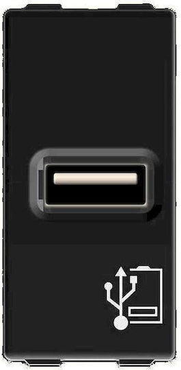 Geyer Walled Power Socket with 1 USB Port Black