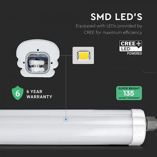 Led Waterproof IP65 Fluorescent Type Lighting Batten 60cm V-tac Cree Vhip Led 18W 2410lm 6500K – 2162826
