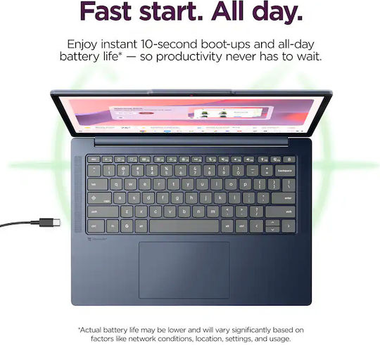 Lenovo Chrome 14M8911 14" IPS FHD+ Touchscreen (Kompanio-540/4GB/64GB Flash Storage/Chrome OS) Cosmic Blue (US Keyboard)
