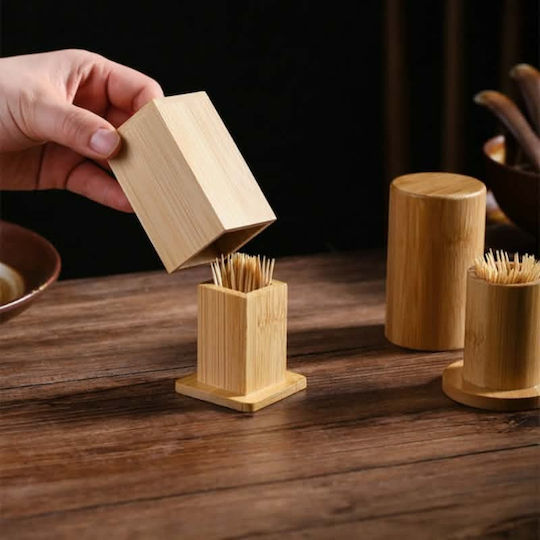 Hölzernes Quadratisches Massives Bambus Zahnstocher-Etui Solid Bamboo Wooden Toothpick Holder Molfs