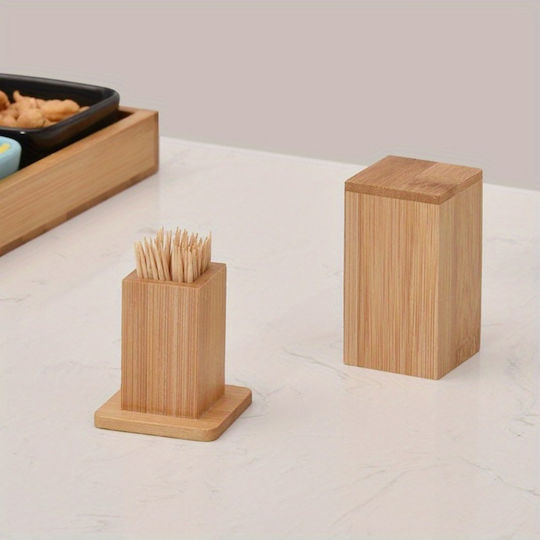 Hölzernes Quadratisches Massives Bambus Zahnstocher-Etui Solid Bamboo Wooden Toothpick Holder Molfs