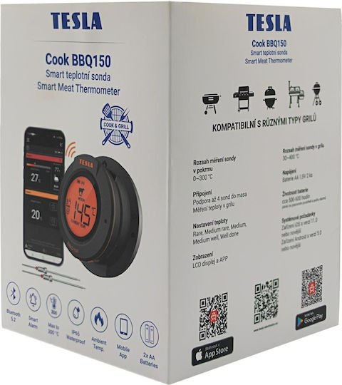 Tesla Kabelloses Digitales Lebensmittelthermometer Backofen mit Sonde