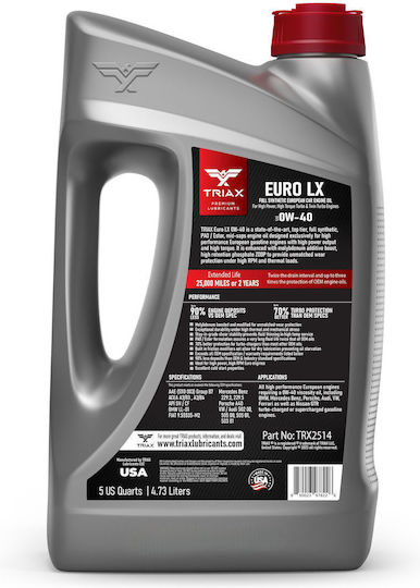 Ulei De Motor Full Sintetic Triax Euro Lx 0w-40 Benzină Bmw Ll-01 Mb 229.5 4.73 L