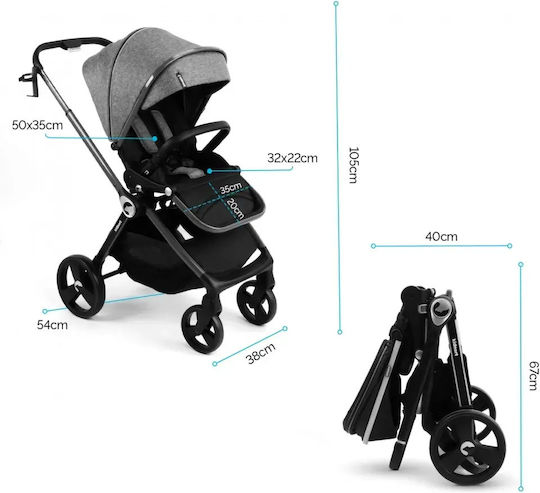 Kidnort Isbjorn Summer Sand Cărucior Reglabil Pentru Bebeluși Potrivit Pentru Nou-Născuți Negru 10.2kg