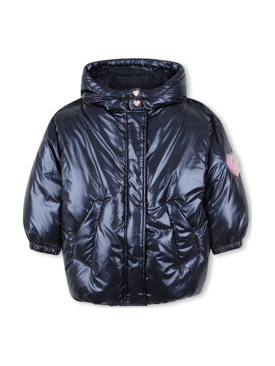 Kids Casual Short Jacket with Hood Blue