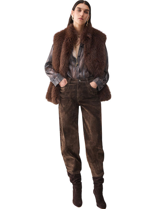 Women's Sleeveless Winter Jacket Brown Umber