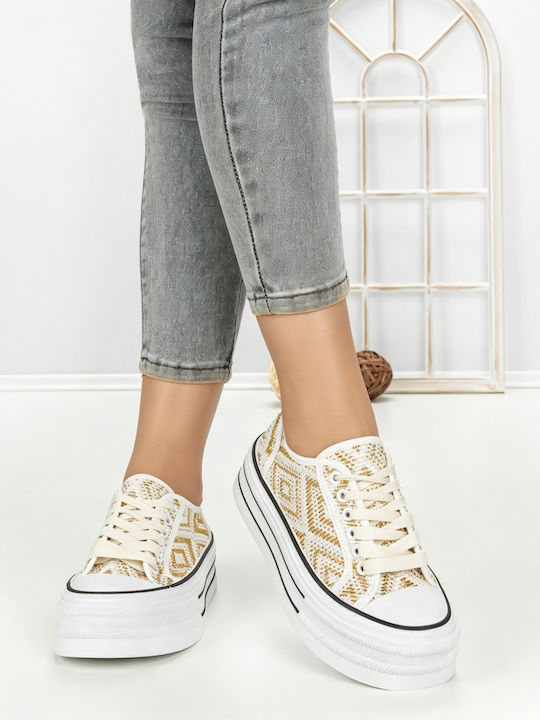Adidași Flatforms Pentru Femei Albi