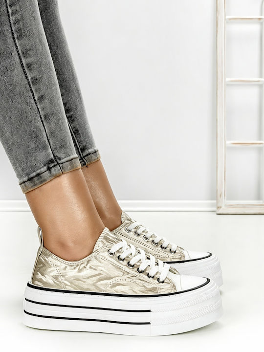 Adidași Flatforms Pentru Femei Auriu