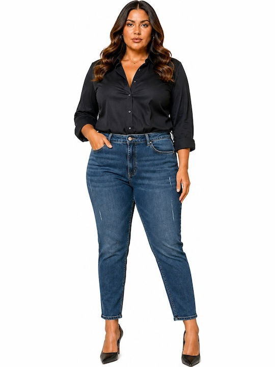 Pantaloni jeans de damă cu talie înaltă în croială Relaxed