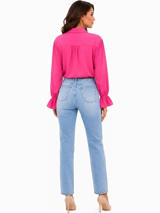 Cămașă De Damă Cu Mânecă Lungă Fuchsia