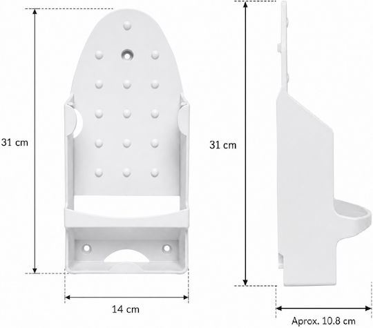 Suport Pentru Fier De Călcat Zola Montat Pe Perete Rezistent La Căldură Până La 250°C 2 Cârlige PBT 31 X 14 X 10,8 Cm Alb