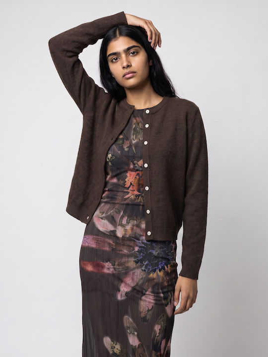 Damen Strickjacke Gestrickt Braun
