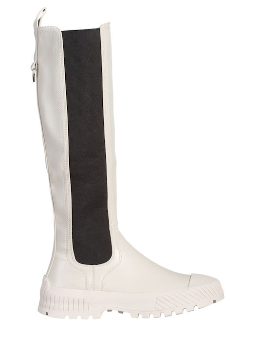 Leather Women's Boots Beige