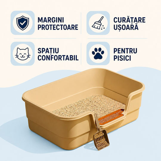 Toaletă pentru pisici Bej L42 x l30 x Î12cm