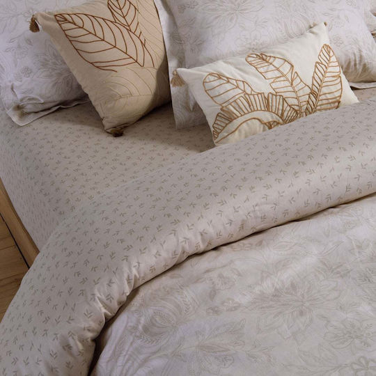 Nef-Nef Homeware Elinda Комплект Чаршафи King Size с Еластична лента 240x270+35см Екрю (4бр)