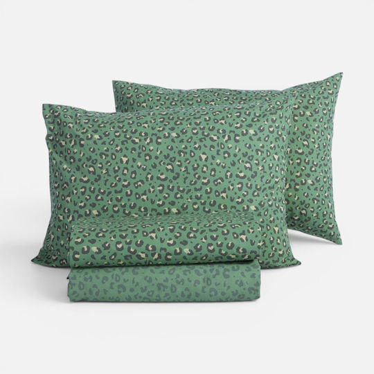 Nef-Nef Homeware Wild Комплект Чаршафи King Size с Еластична лента 240x270+35см. Wild Green (4бр)