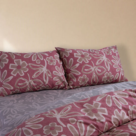 Nef-Nef Homeware Harmony Σετ Σεντόνια King Size με Λάστιχο 270x270+35εκ. Bordo (4τμχ)