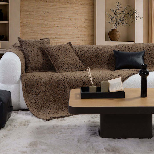 Nef-Nef Homeware Леопард Фотьойл Throw Шенил 170x180см Сив