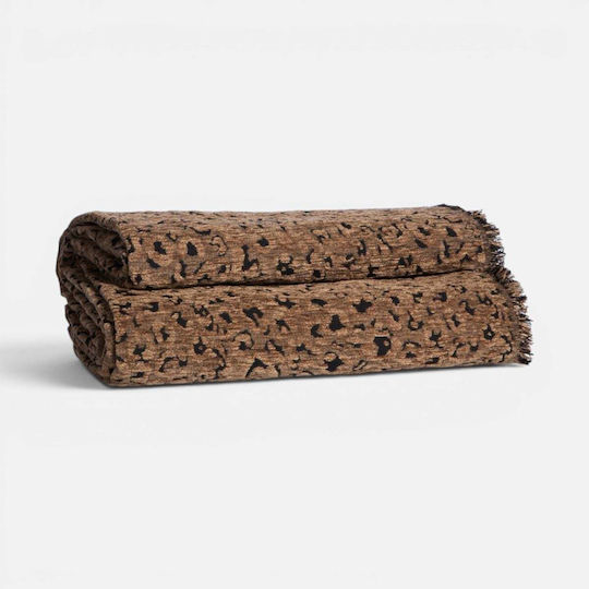Nef-Nef Homeware Леопард Фотьойл Throw Шенил 170x180см Сив