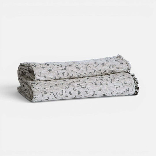Nef-Nef Homeware Leopard Zweisitzer-Sofa Überwurf Chenille 170x250cm Grau