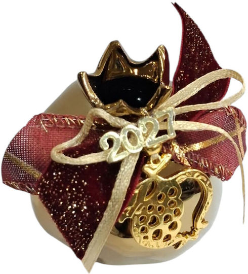 Kalliopi Silver New Year's Lucky Charm Pomegranate Gold Ceramic 2027 7x7cm Kalliopi Silver New Year's Lucky Charm Pomegranate Gold Ceramic 2027 7x7cm