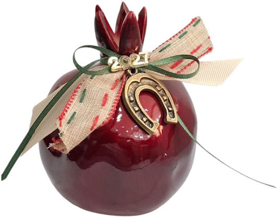 Kalliopi Silver Neujahrs Glücksbringer Granatapfel Rot Keramik 2027 10x12cm