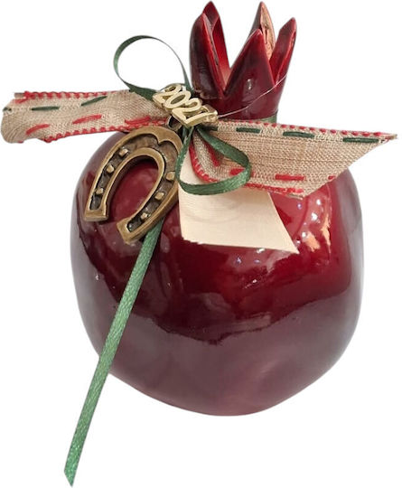 Kalliopi Silver Neujahrs Glücksbringer Granatapfel Rot Keramik 2027 10x12cm