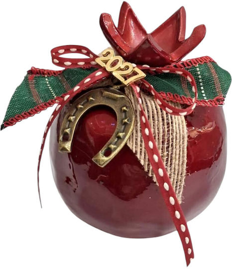 Kalliopi Silver Neujahrs Glücksbringer Granatapfel Rote Keramik 2027 8x10cm
