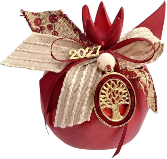 Kalliopi Silver Neujahrs Glücksbringer Granatapfel Rot Keramik 2027 10x12cm
