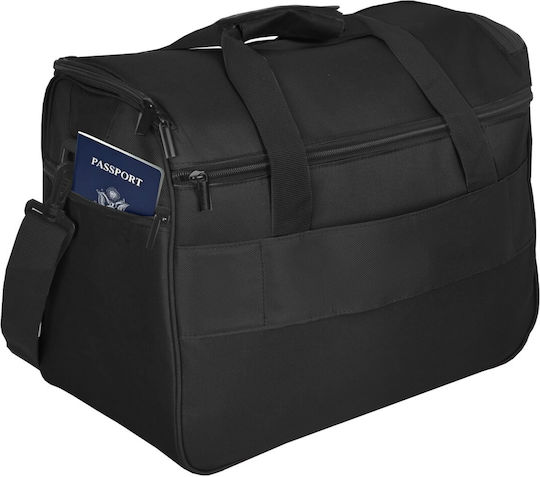 CabinFly Geantă Voiaj Neagră cu Roți din Țesătură L40xL20xÎ30cm