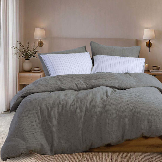 Nef-Nef Homeware Σετ Παπλωματοθήκη 160x230cm Μονή με Μαξιλαροθήκη Dots Mocca