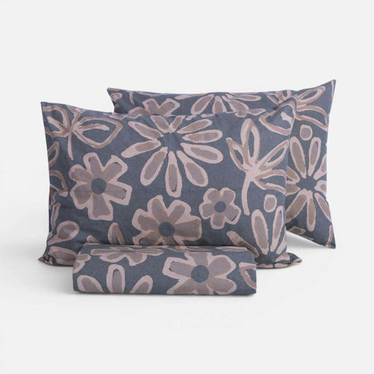 Nef-Nef Homeware Set Duvet Cover Cotton 170x240cm Single with Pillowcase Harmony Bordo