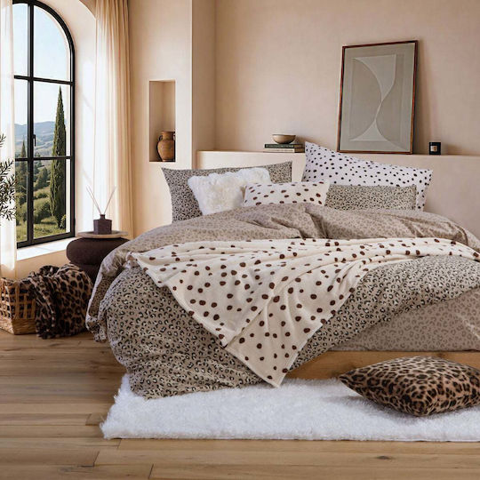 Nef-Nef Homeware Подредба Плик за завивка 100% памук 170x240cm Единичен с Калъфка за възглавница Бежов