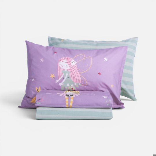 Nef-Nef Homeware Сет Единични Памучни Спални Комплекти Fairy Tale Лилав 170x260см 3 Бройки