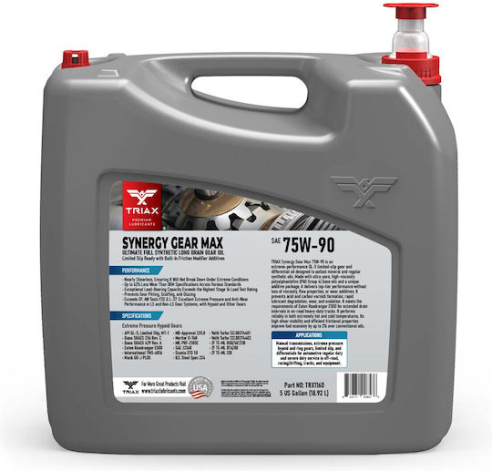 Triax Synergy Gear Max 75w-90 Ulei De Transmisie Manuală Full Sintetic Gl-5 Ls 18,92 L