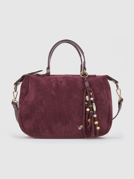 Women's Shoulder Bag Suede Burgundy