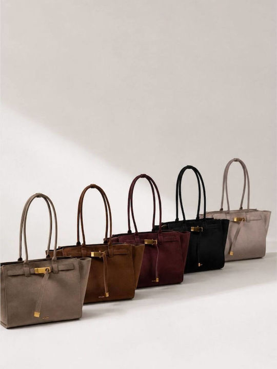 Monique Damen Schultertasche Wildleder Braun