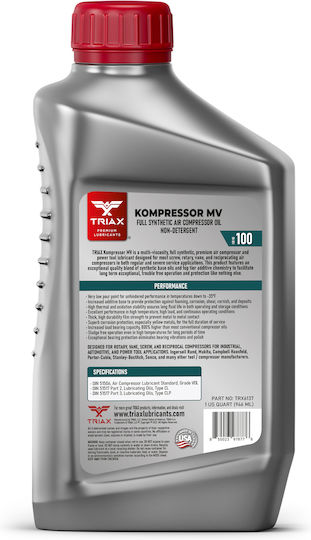 Ulei Complet Sintetic Aer Compresor Triax Kompressor Mv Iso 100 946 Ml