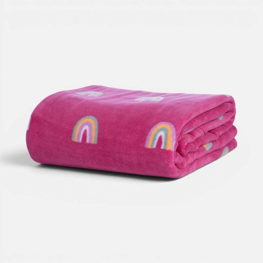 Nef-Nef Homeware Fleece Kinderdecke Rainbow Mood Fuchsie 220x160cm
