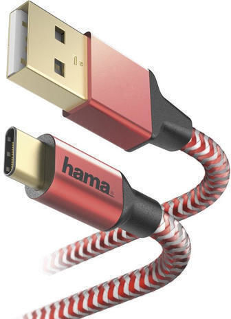 HAMA Geflochtenes USB Typ-C Kabel männlich - USB-A Rotes 1,5 m