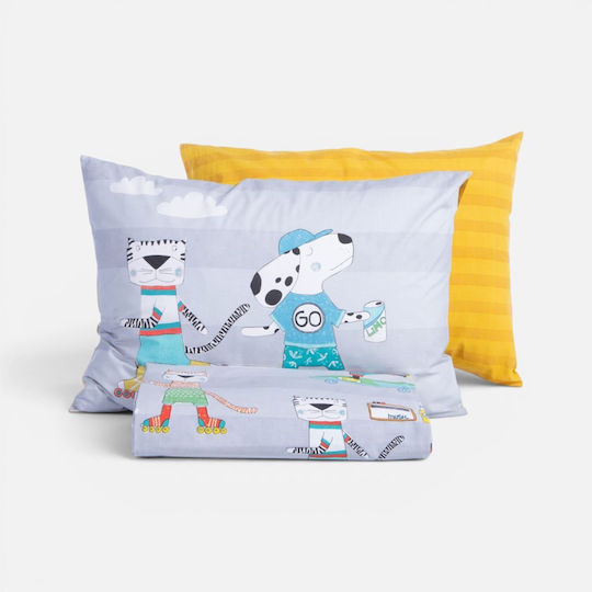 Nef-Nef Homeware Cool Skating Комплект Детска Паплъщна Калъфка Единична с Калъфка за Възглавница Сив 160x240εκ.