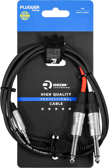 Plugger Cable 2x 6.3mm male - 3.5mm male 1m