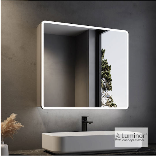 Luminor 4020 Oglindă LED cu Atingere din Metal cu Dulap 80x70cm Luminor 4020 Oglindă LED cu Atingere din Metal cu Dulap 80x70cm