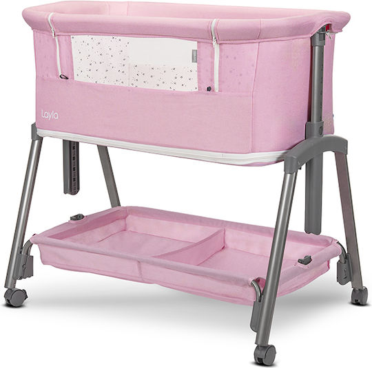 Lorelli Baby Cradle with Mattress and Wheels Pink