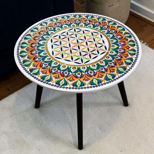 Masă Laterală Rotundă Multicoloră Din Sticlă 50x50 cm