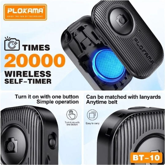 Plokama Bt-10 Wireless Bluetooth Selfie Remote Android & Ios Range 10m Black
