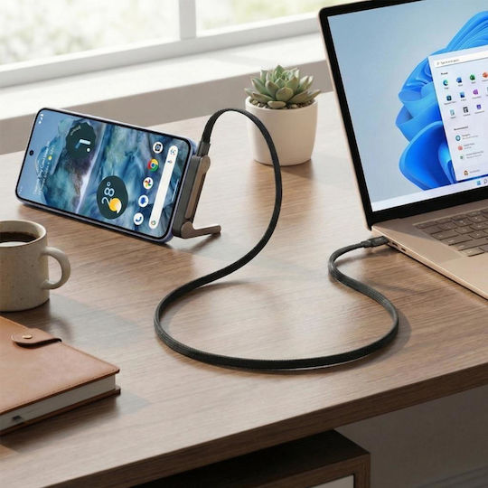XO Flaches USB Typ-C Kabel männlich - USB-C 240W PD Schwarz 1,5m